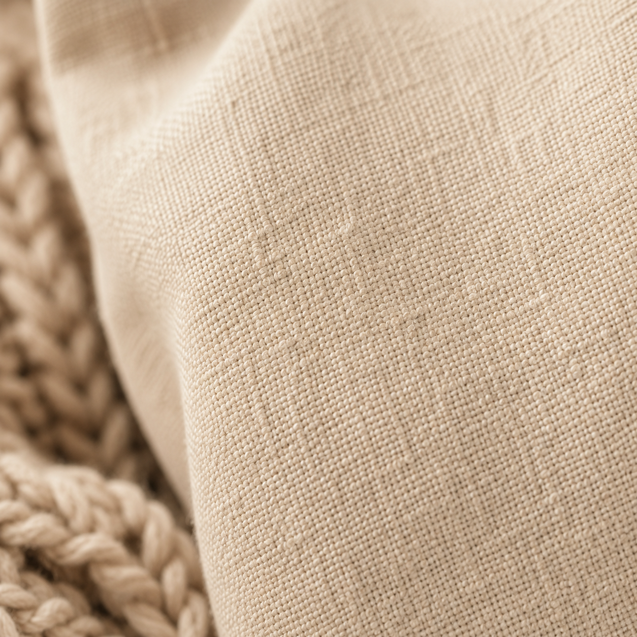 Close-up of soft linen-look fabric on a personalized cat memorial pillow cover
