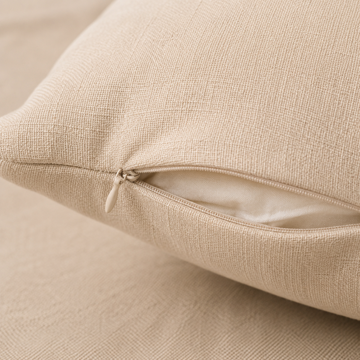 Back and zipper detail of a custom cat memorial pillow cover