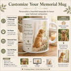 Custom pet photo memorial mug details with name years and remembrance quote