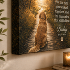 Dog memorial canvas wall decor for a peaceful remembrance space at home