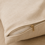Close-up of linen-look fabric on a personalized dog memorial pillow cover