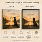 Memorial canvas and framed poster format options for personalized pet remembrance art