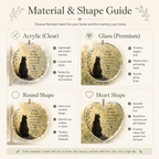 Memorial window ornament guide showing acrylic glass heart and round options
