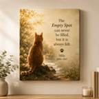 Personalized cat memorial canvas with photo name years and message