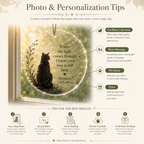 Personalized cat memorial window ornament details with photo name years and message