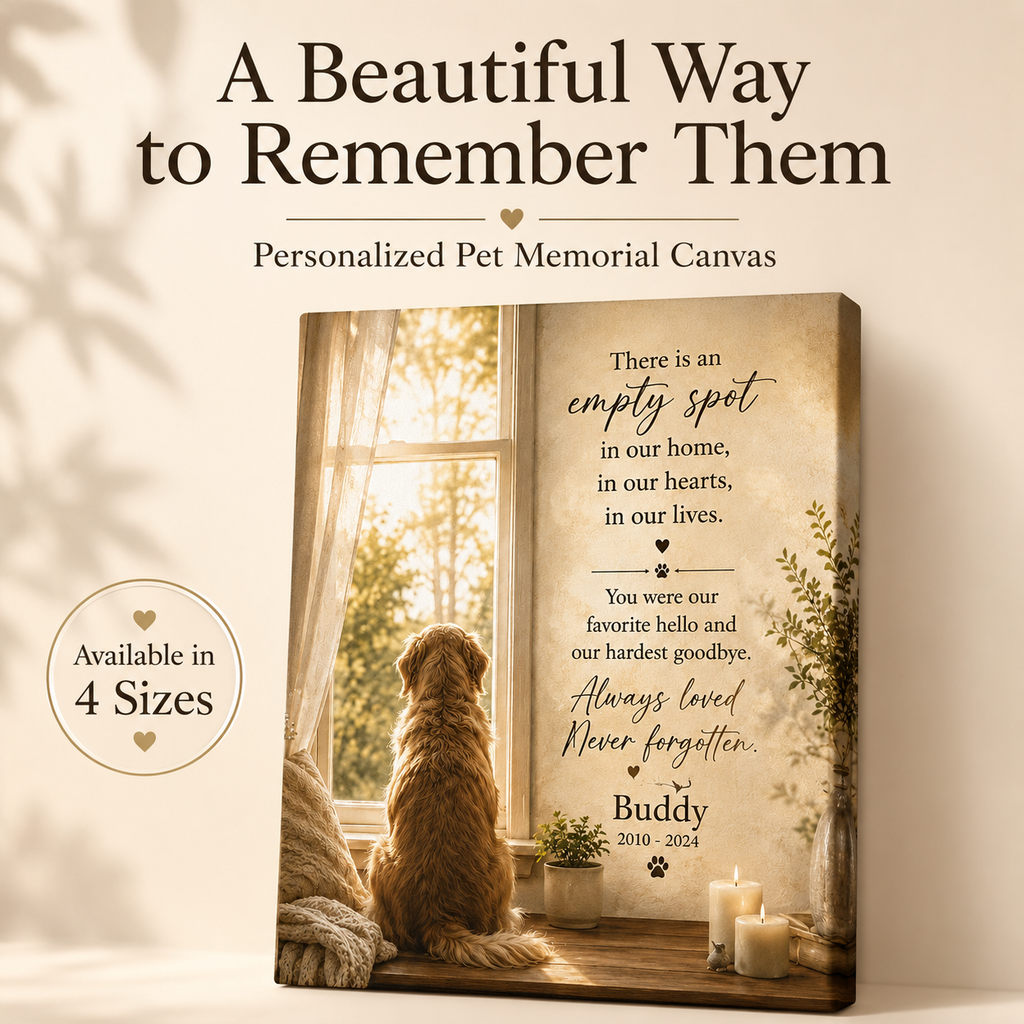 Gift-ready personalized pet memorial canvas for a thoughtful pet loss sympathy gift