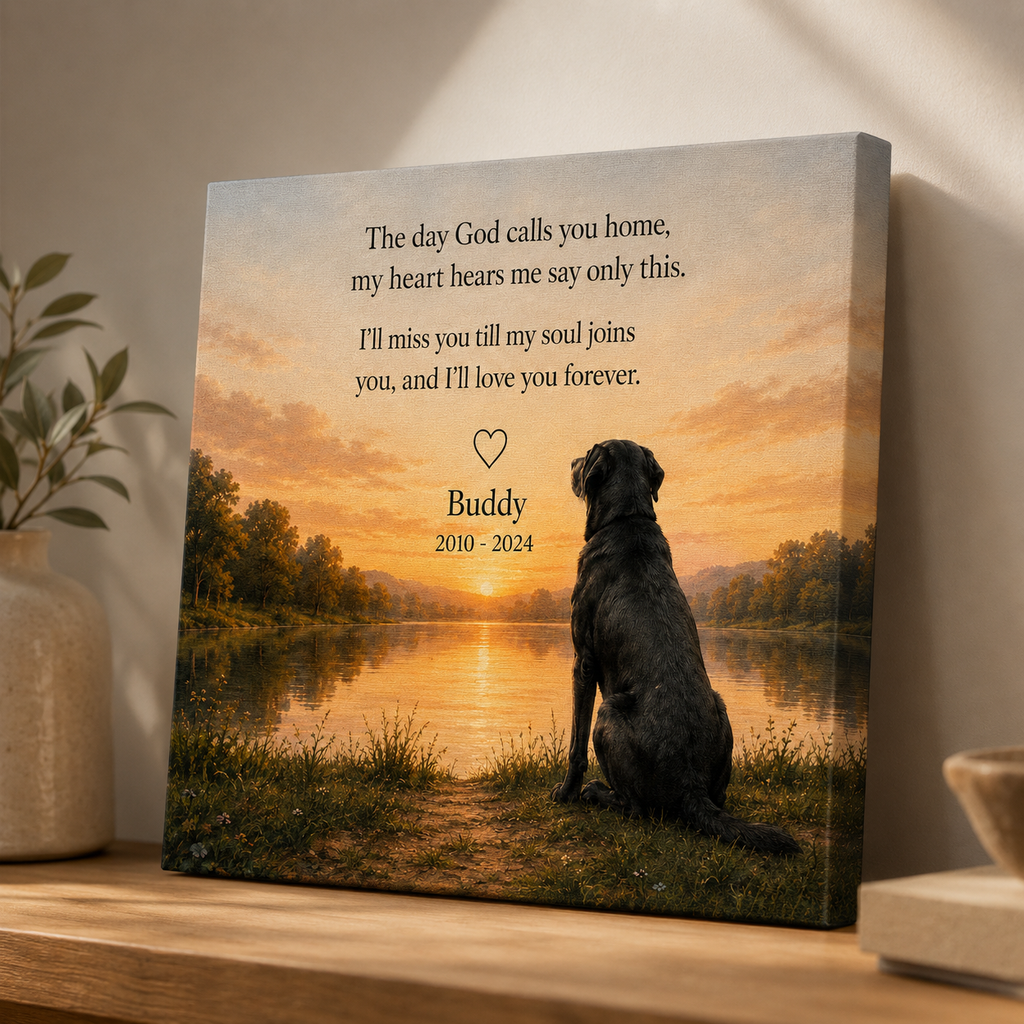 Personalized pet memorial canvas as a thoughtful pet loss sympathy gift