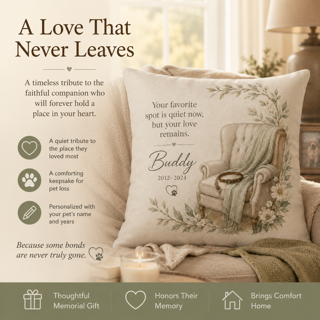 Personalized pet memorial pillow cover as a thoughtful pet loss sympathy gift