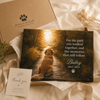 Close-up detail of a personalized pet memorial canvas print with name and years