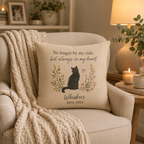 Pet memorial pillow cover for a beloved cat with name years and message