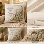 Close-up detail of pet memorial pillow cover fabric texture and print quality