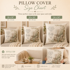 Pet memorial pillow cover size guide showing 18x18 20x20 and 24x24 options